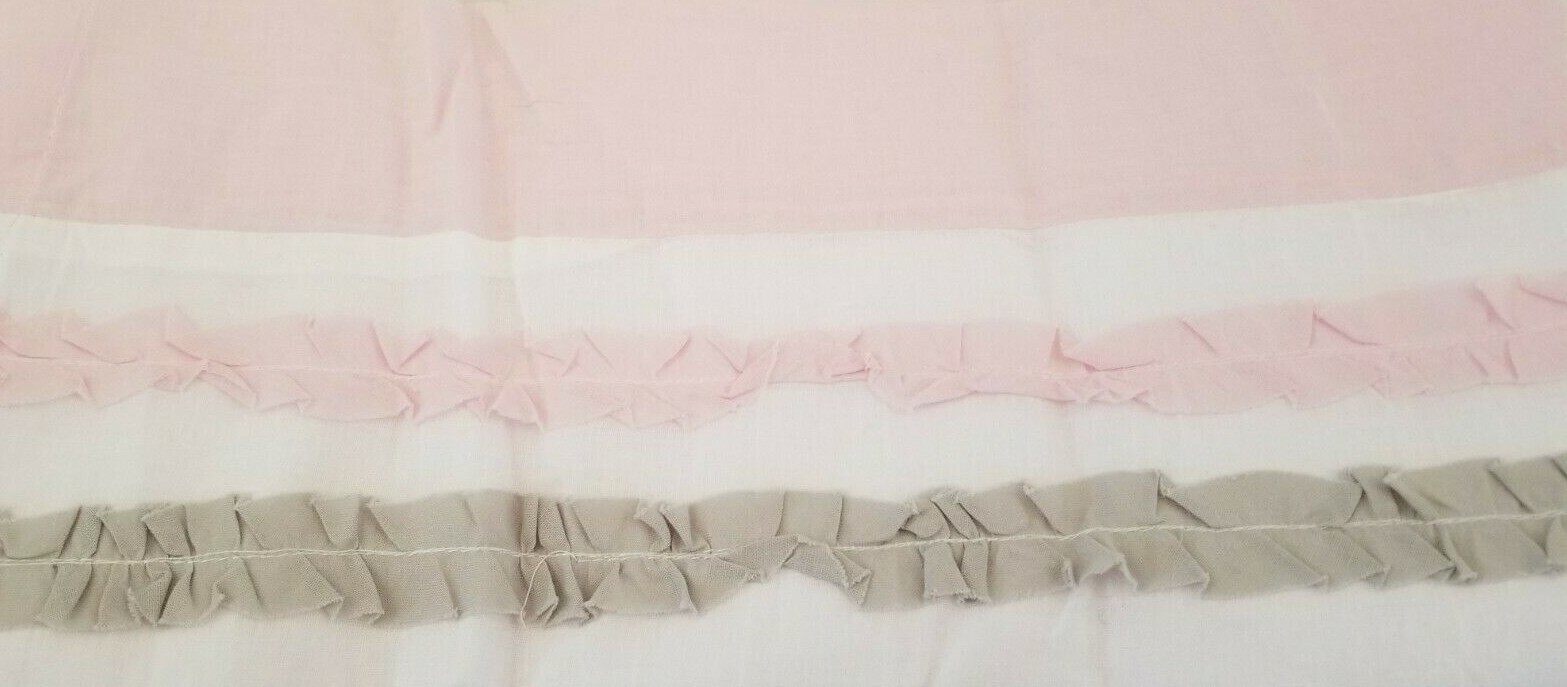 Charlotte Pink, White, & Grey One Window Panel 84″ L x 55″ W New