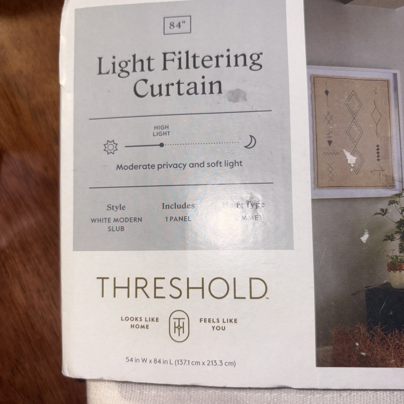 Threshold Light Filtering Curtain Panel White Modern Slub 54×84 Grommet New