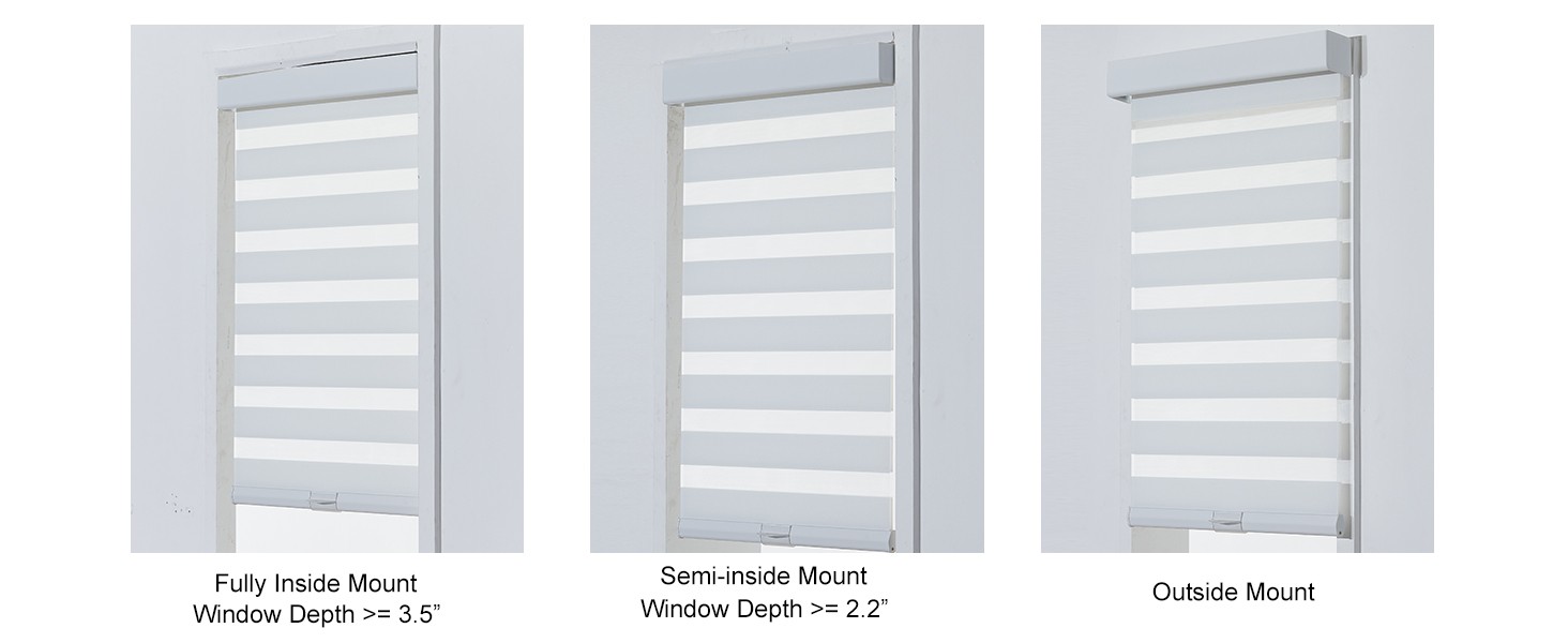Cordless Zebra Blinds for Windows (46″ W x 72″ H, White) with Upgraded Cassette