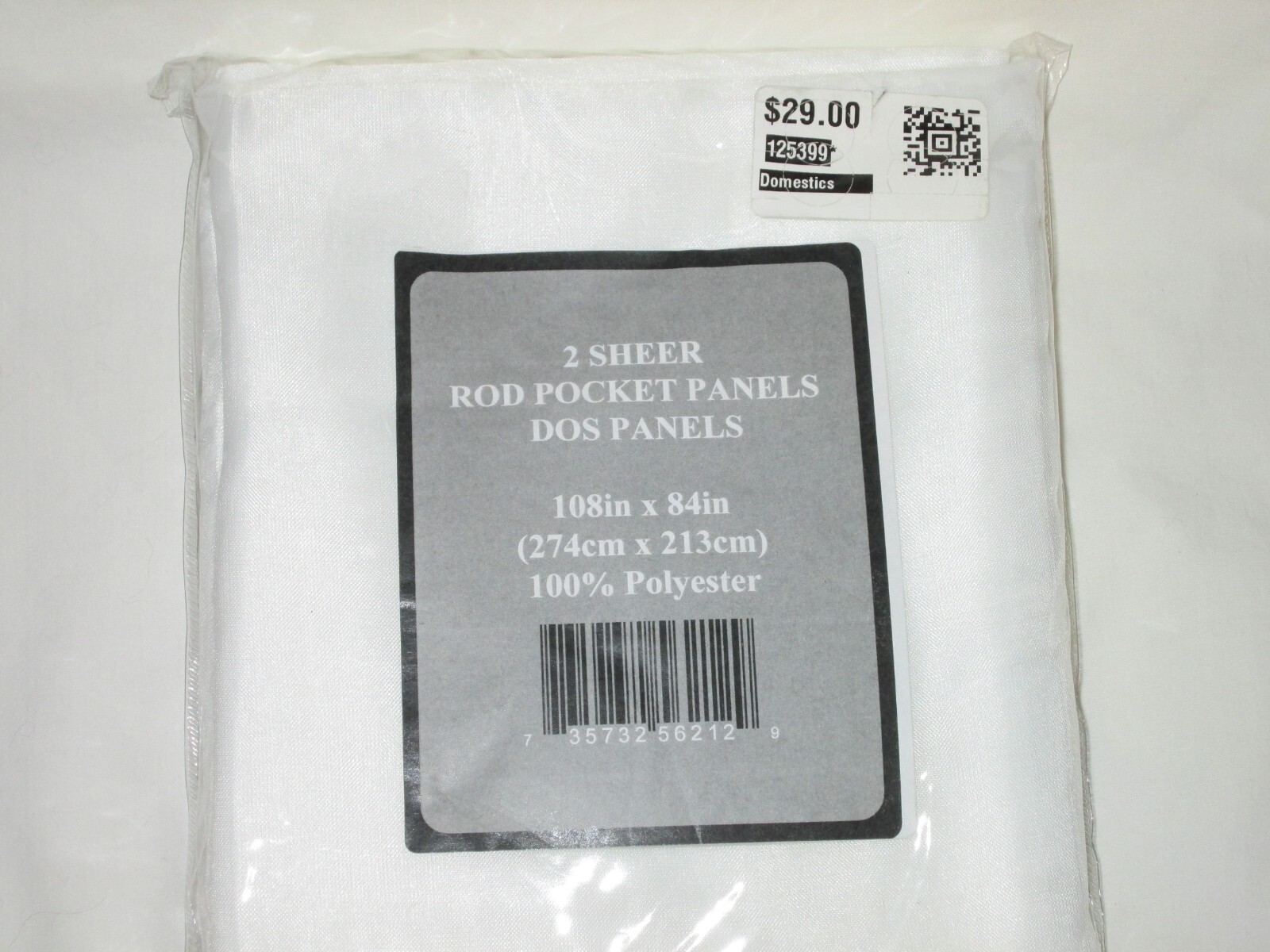 Unbranded sheer panels-off-white-108 in X 84 in LONG-new with tags and packaged