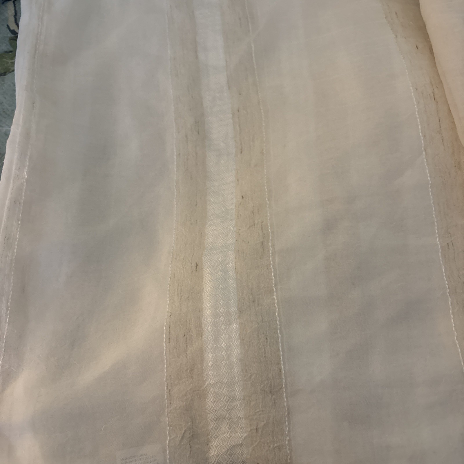 Style Master Sheer Beige White Sheer Scarf Curtains 200 X 40” Set/2 Nwop