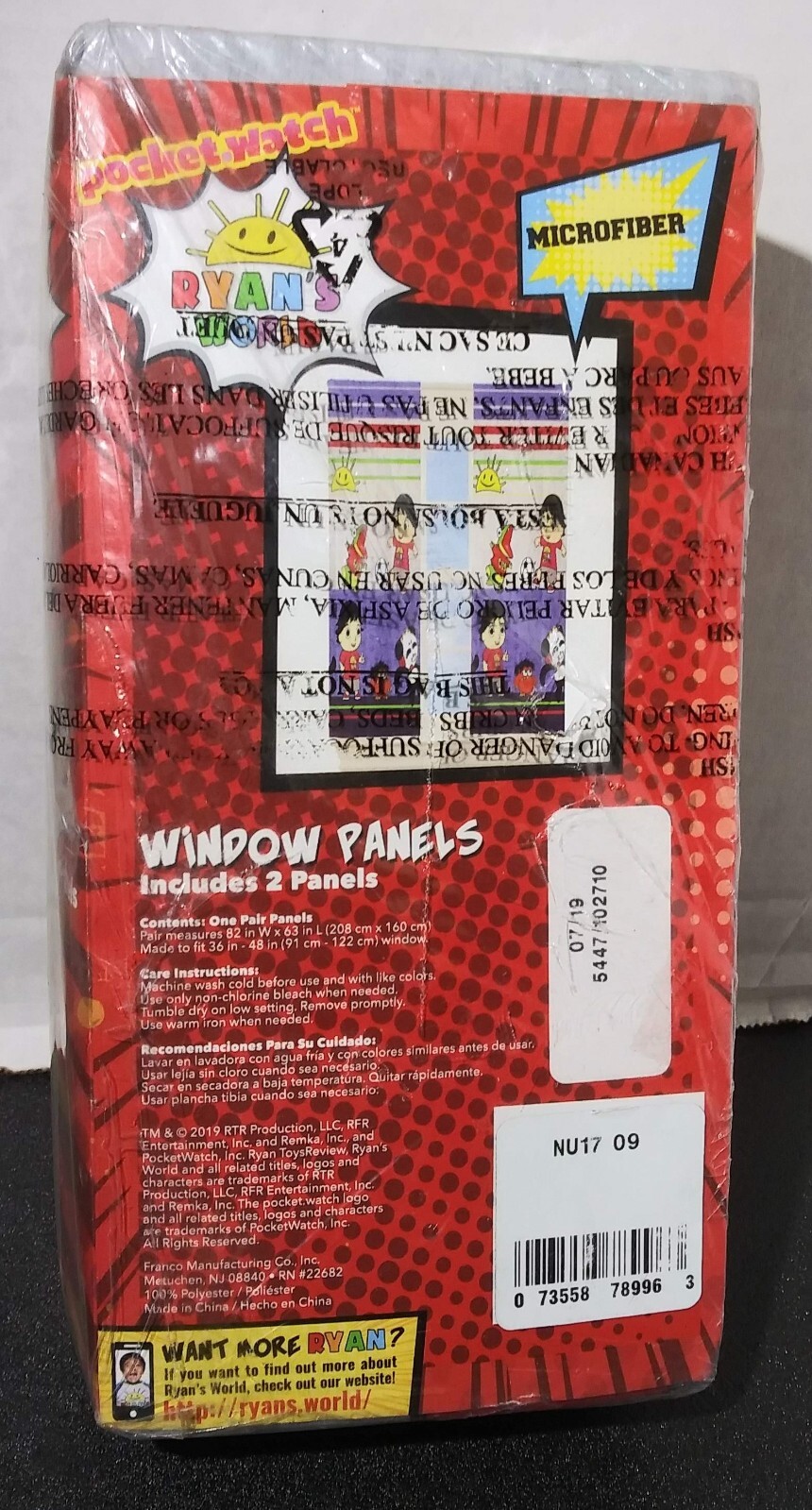 Pair of RYAN’S WORLD Microfiber WINDOW PANELS 82″ Width x 63″ Length – Unopened