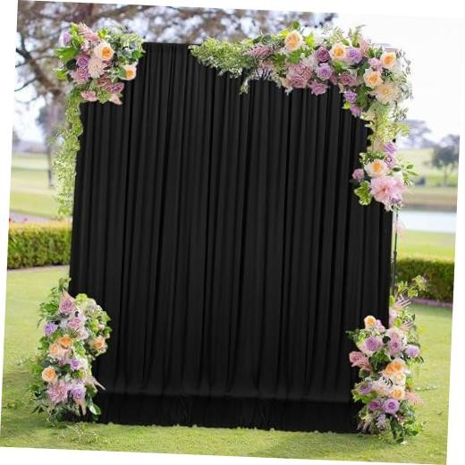 Backdrop Curtains for Parties – 10ft x 8ft Party 60″W x 96″L (Pack of 2) Black