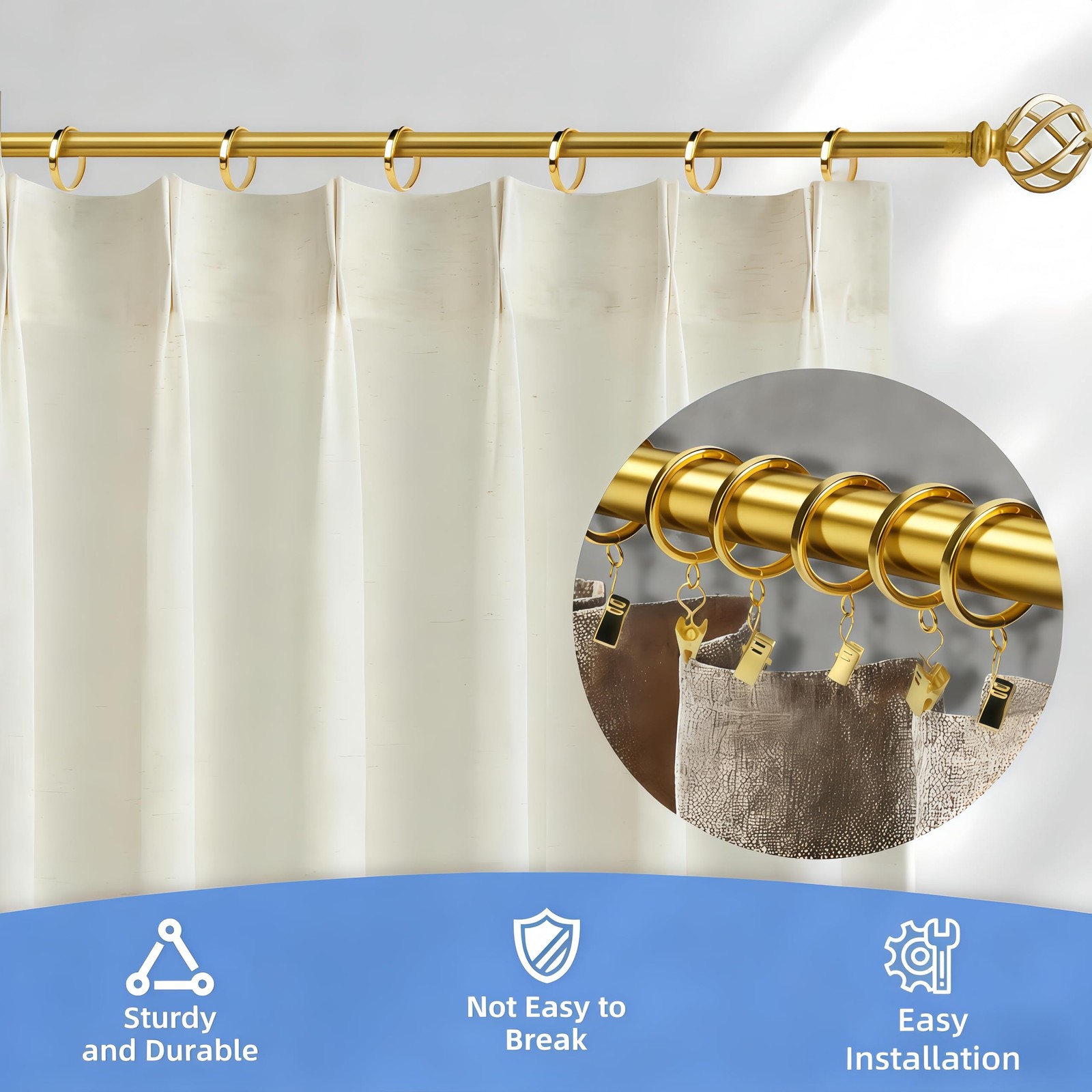 40 Pack 1.5 Inch Half-Round Gold Curtain Eyelets – Heavy Duty Iron, Rustproof…
