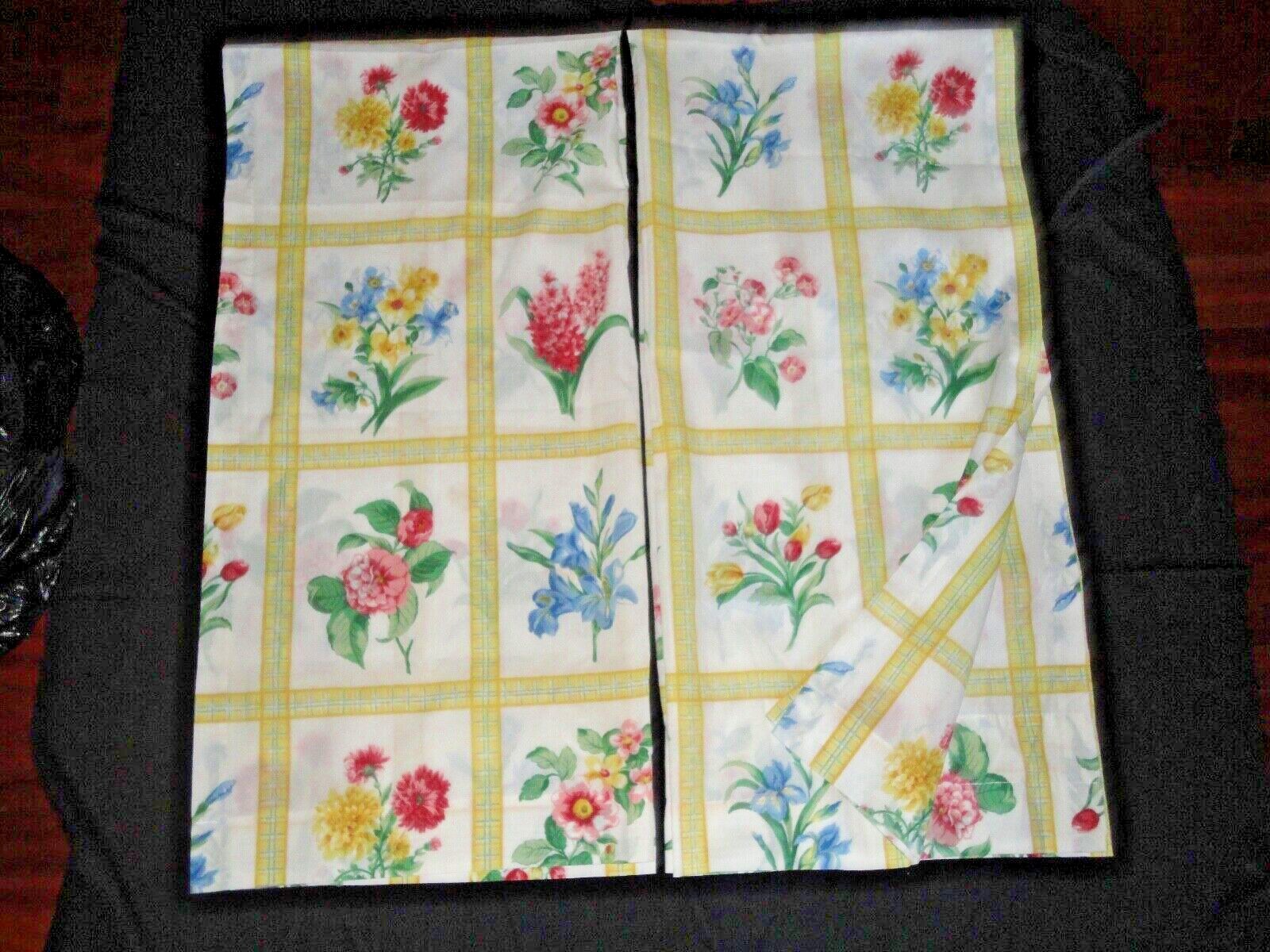 SPRINGS YELLOW BOTANICAL ROSES PINK BLUE GREEN FL (2PC) CURTAINS PANELS 40X84
