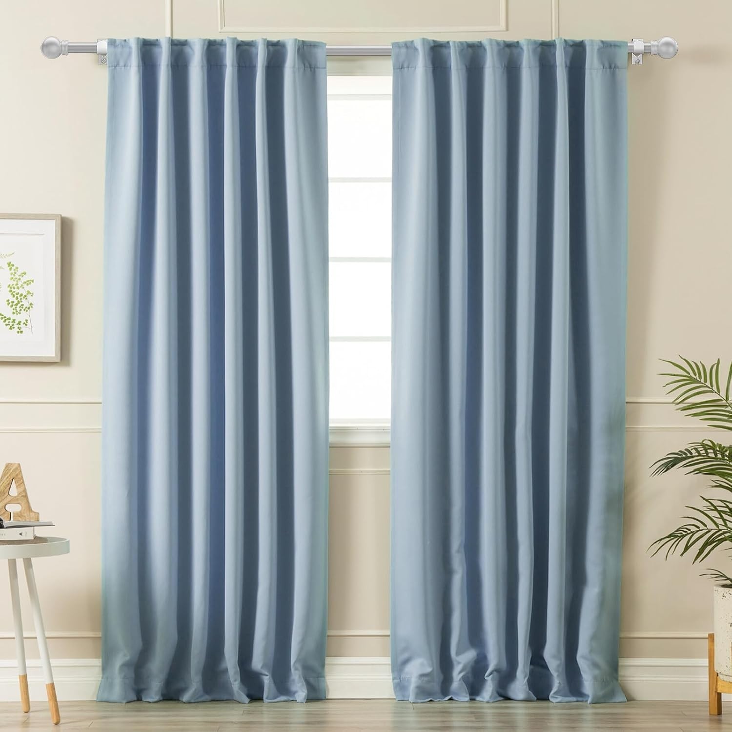 Silver Curtain Rods for Windows with Brackets,5/8 Inch Diameter Small Window …