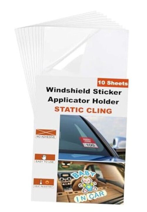 Windshield Sticker Applicator Holder Static Cling, 10 Pack 4 x 6 Inches Heat