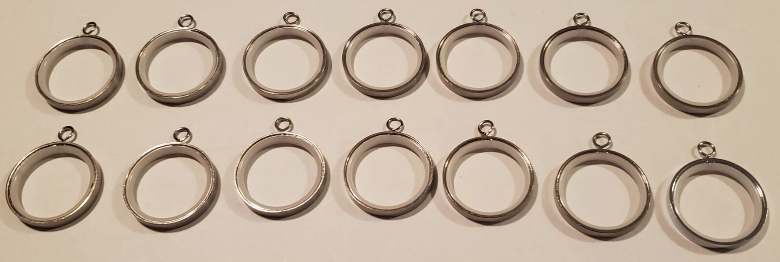 Lot of 14 Easy Slide Curtain Rings Silver Toned Inside Diameter 1.5″