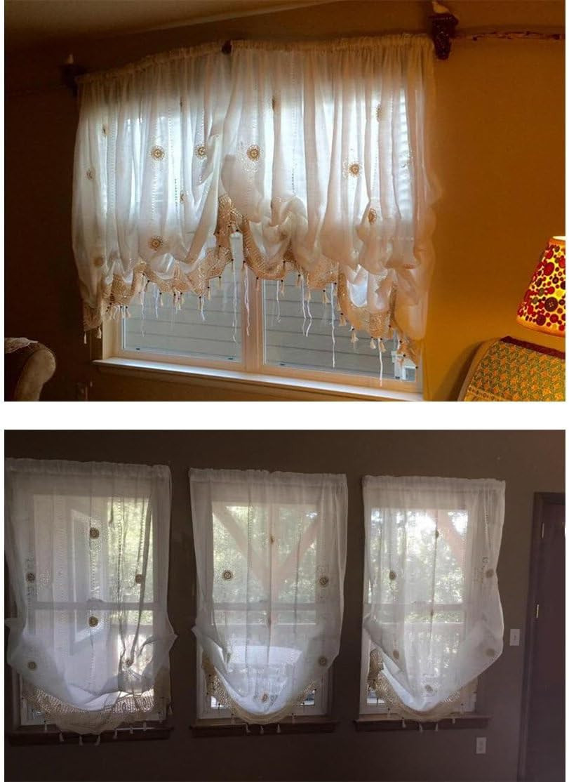 Pastoral Style Adjustable Balloon Curtain Living Room Shade Curtain for Living R