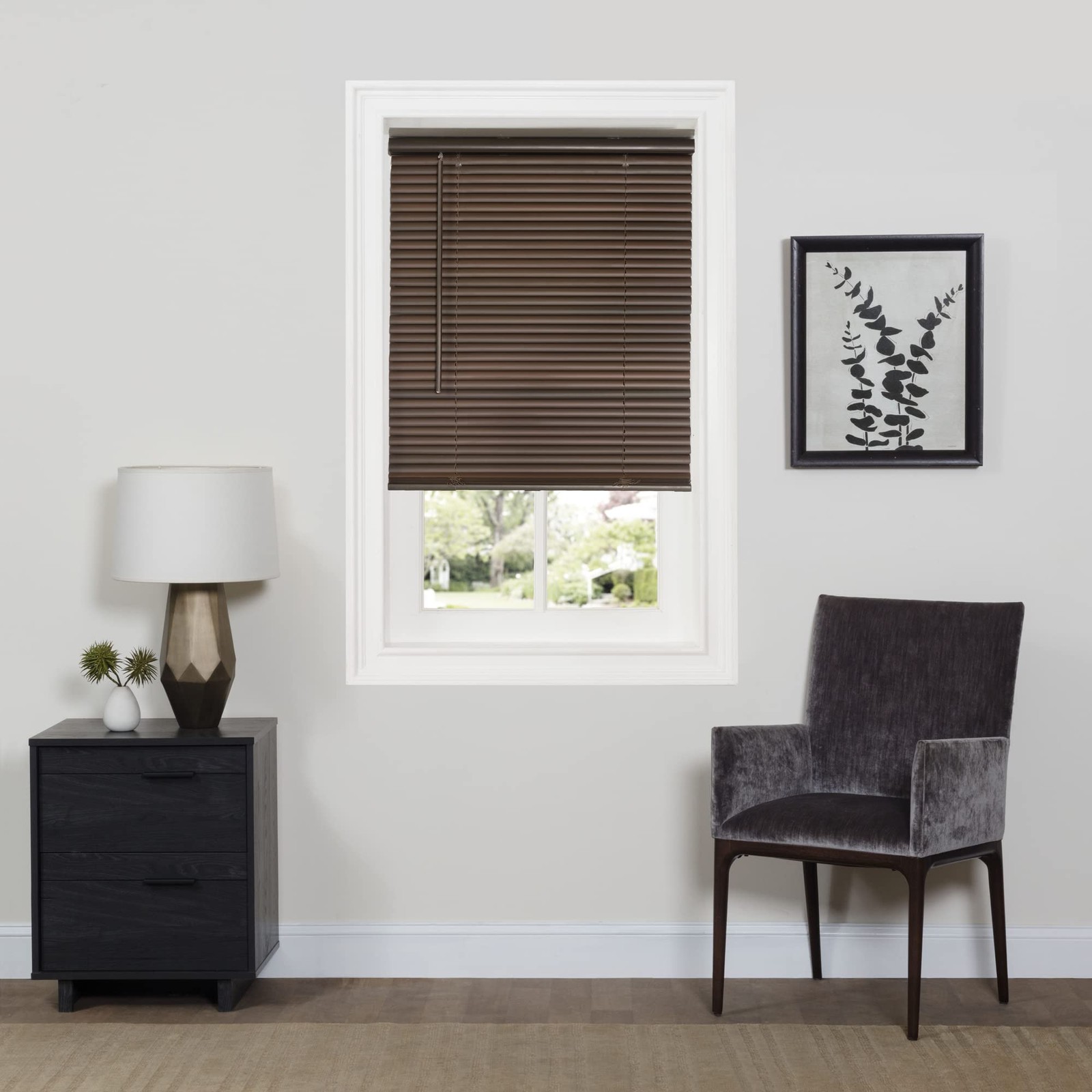 Cordless Room Darkening Mini Blind – 35 Inch Width, 64 35″W x 64″H, Mahogany