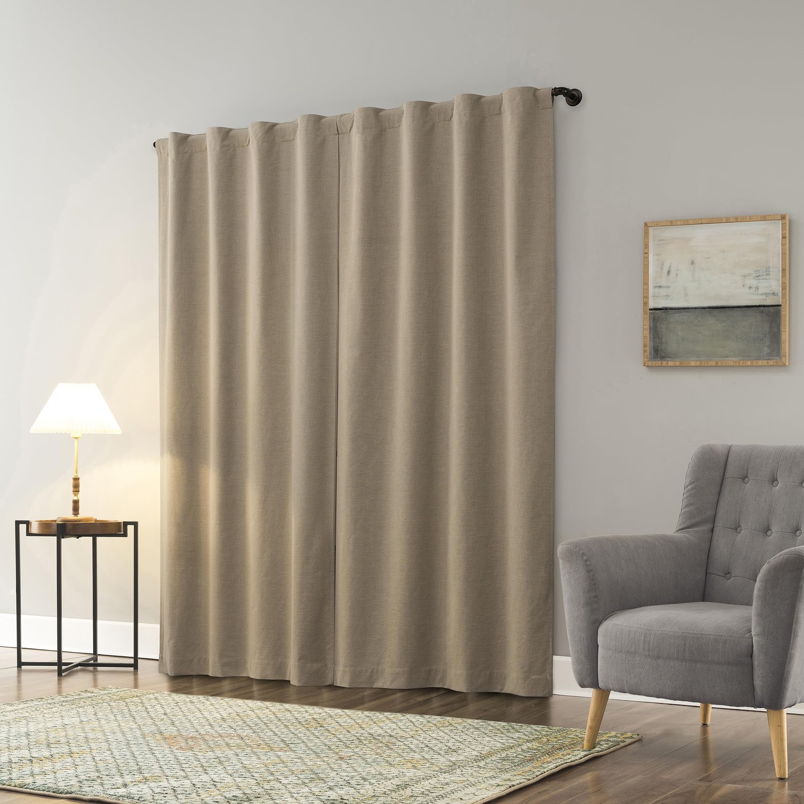 Sun Zero Treviso Linen Blend Magnetic Closure 40″W x 96″L (Pack of 1), Taupe