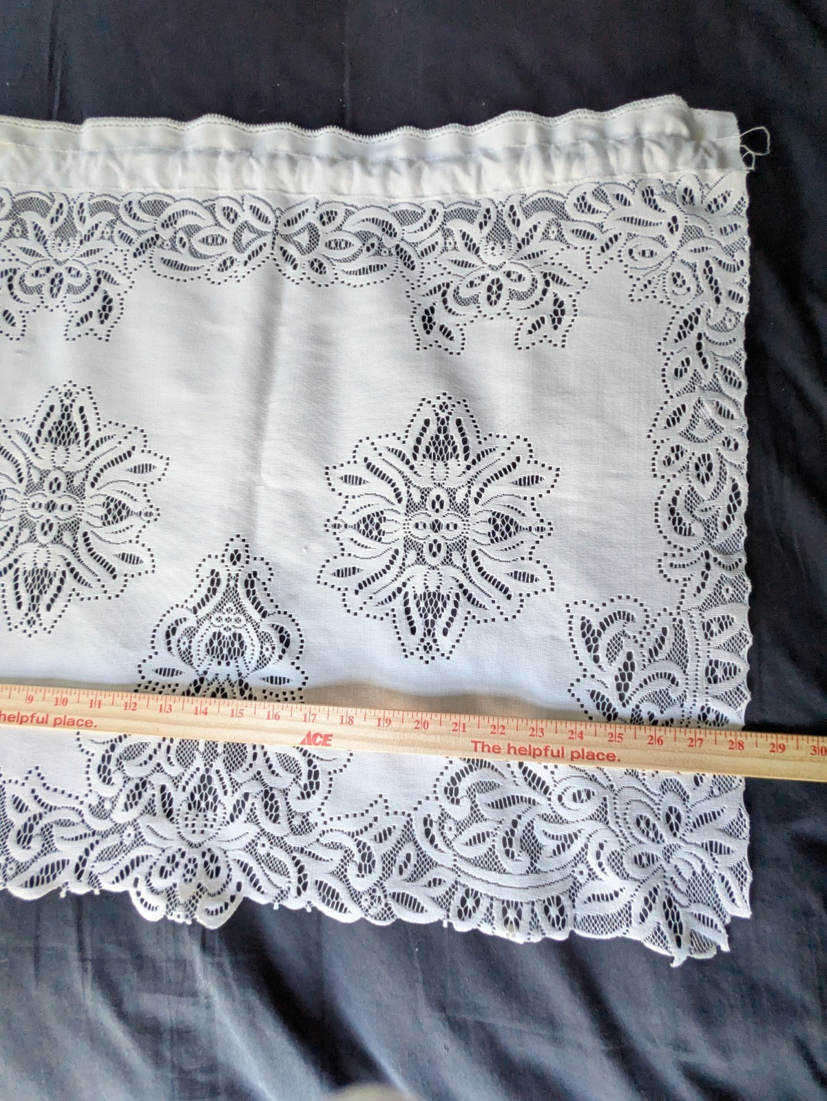 Pair Cafe Tiers Curtains Panels Off White Cream Battenburg Lace Valance 24″ Long