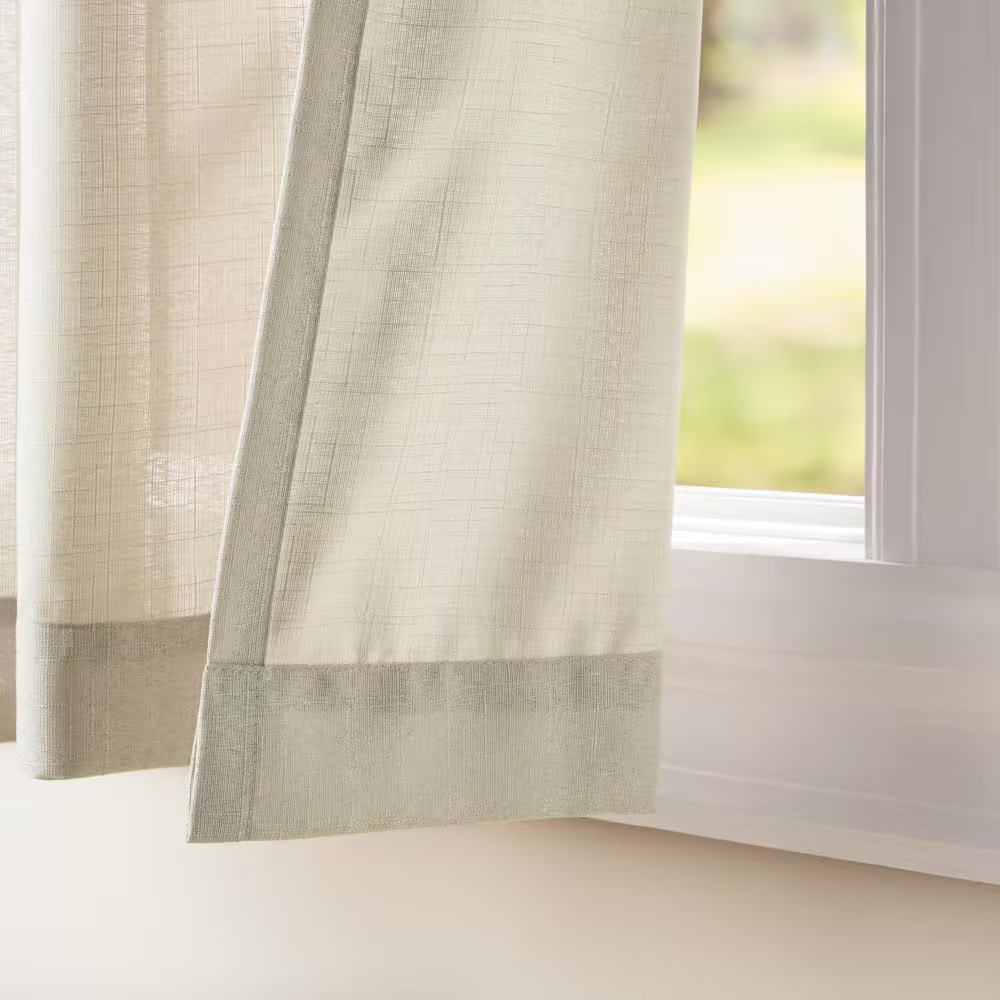 Loha Natural Solid Light Filtering Grommet Top Curtain, 54 In. W X 96 In. L (Set