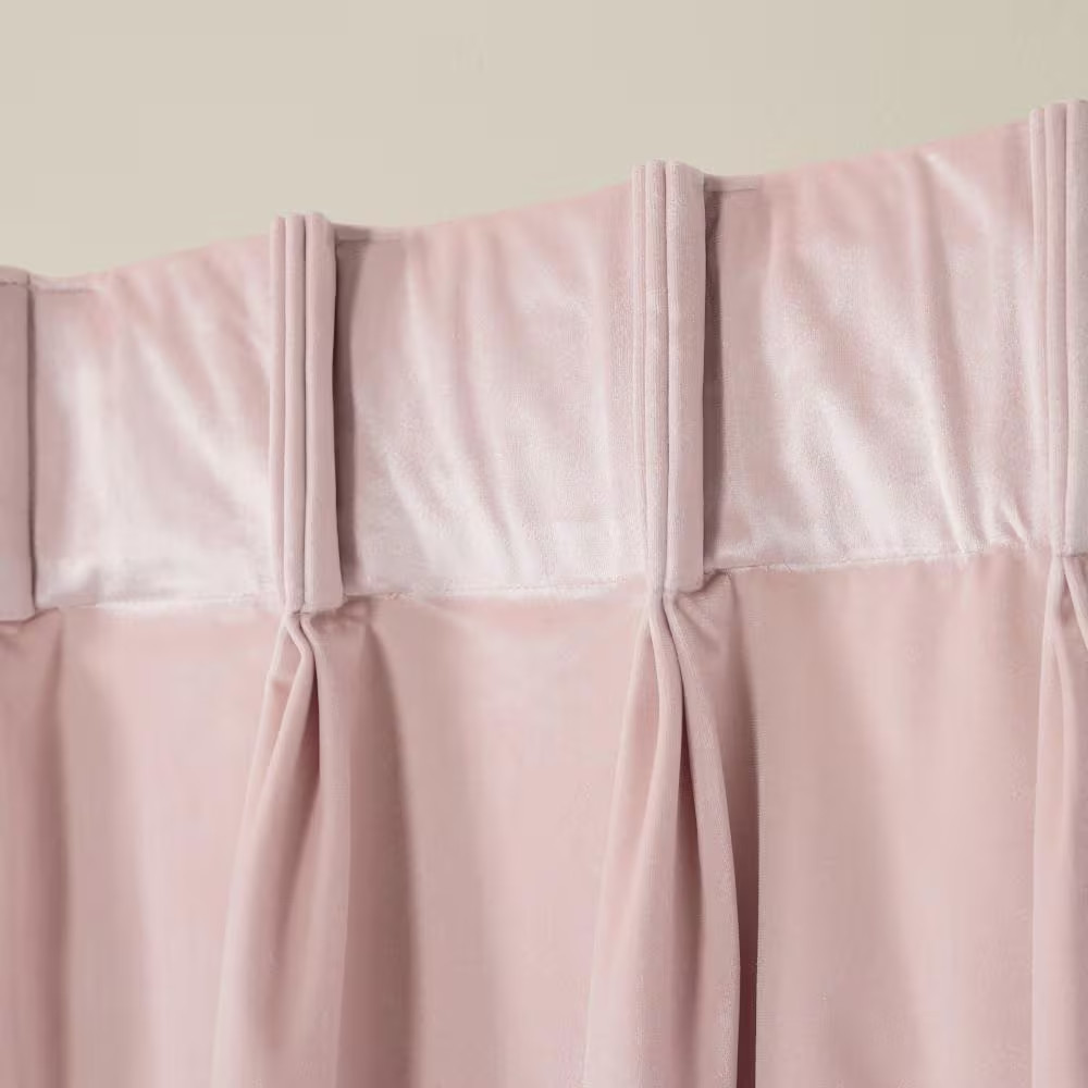 Velvet Blush Solid Light Filtering Triple Pinch Pleat / Hidden Tab Curtain, 27 I