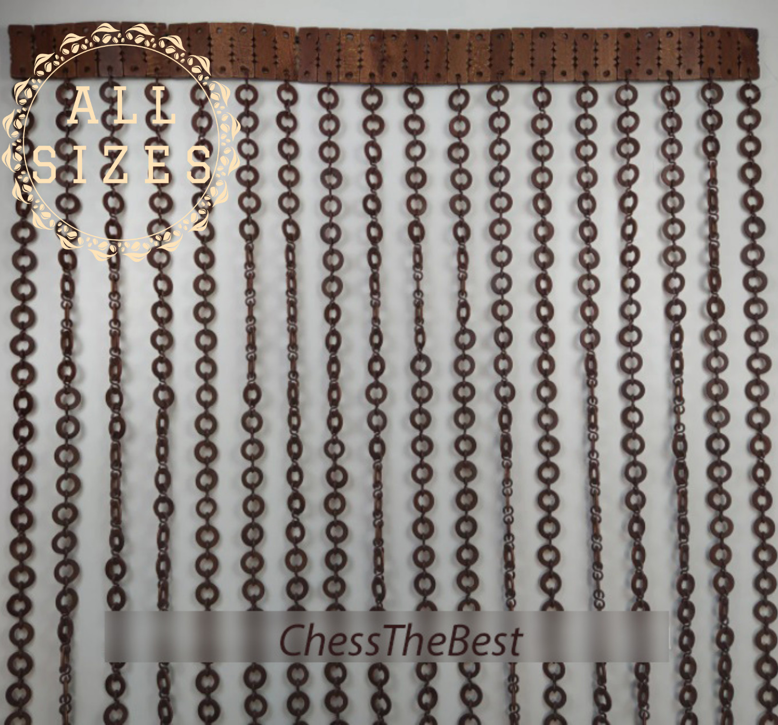 Curtain Bead Door, Custom Size Beaded Room Curtains, Wood Beads Handmade Curtain
