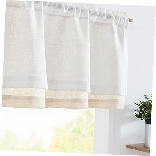 Linen Valance for Farmhouse 50″W x 16″L (Pack of 1) Double Linen | White
