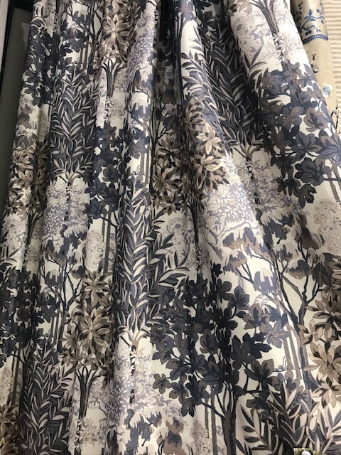 Ballard Designs Fenton Floral Drapes Set 2 Slate Blue 50x 84 Curtains Pair New🦩