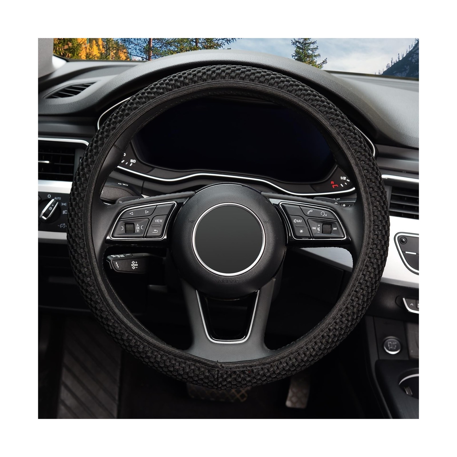 KAFEEK Elastic Stretch Steering Wheel Cover,Warm in Winter and Cool in Summer…