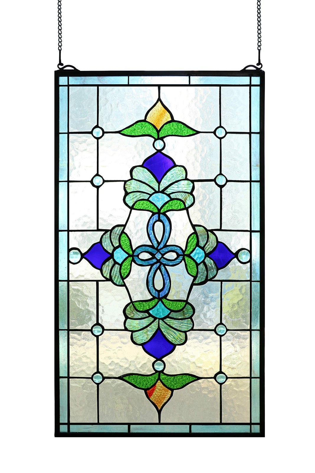Yogoart Large Vertical 26 Inch Victorian Stained Glass Window Panels Hanging