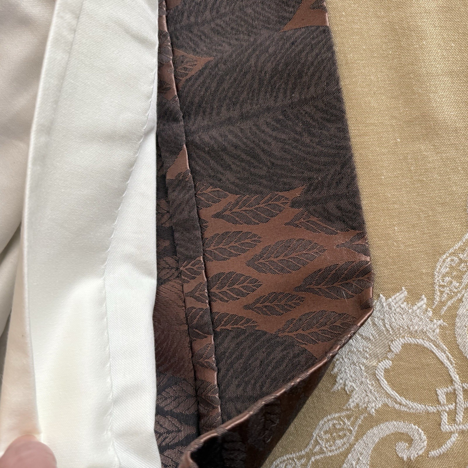 VTG Heavy Jacquard Brown Bronze Leaf Curtain Panels Lined Blackout SET 50×92 Ea