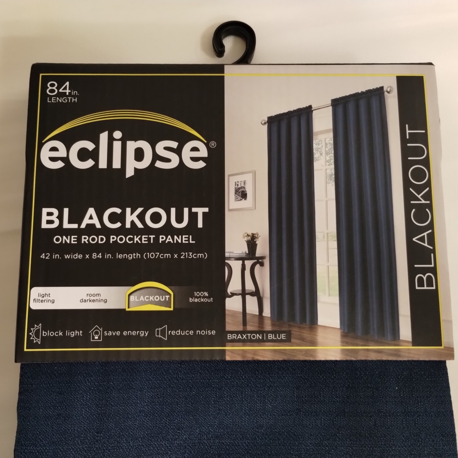 Eclipse Blackout Rod Pocket ONE Panel Curtain Drape 42″x84″ Braxton Blue 🔵