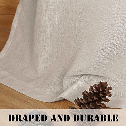 Flax Linen Curtains 84 Inch Length for Bedroom 52″W x 84″L (Pack of 2) Angora