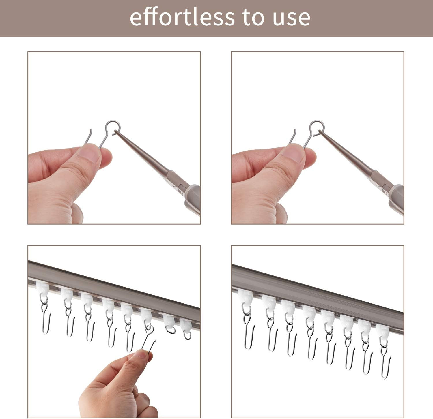 60 Pcs Metal Curtain Track Hooks S Shaped Small Curtain Metal Drape Wire Hooks f