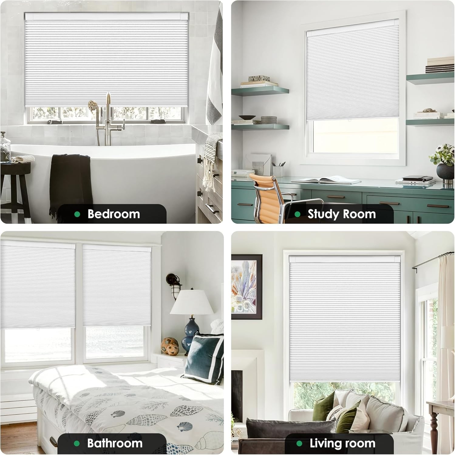 LazBlinds No Tools No Drill Cordless Cellular Shades, Blackout 25″ W x 48″ H, Wh