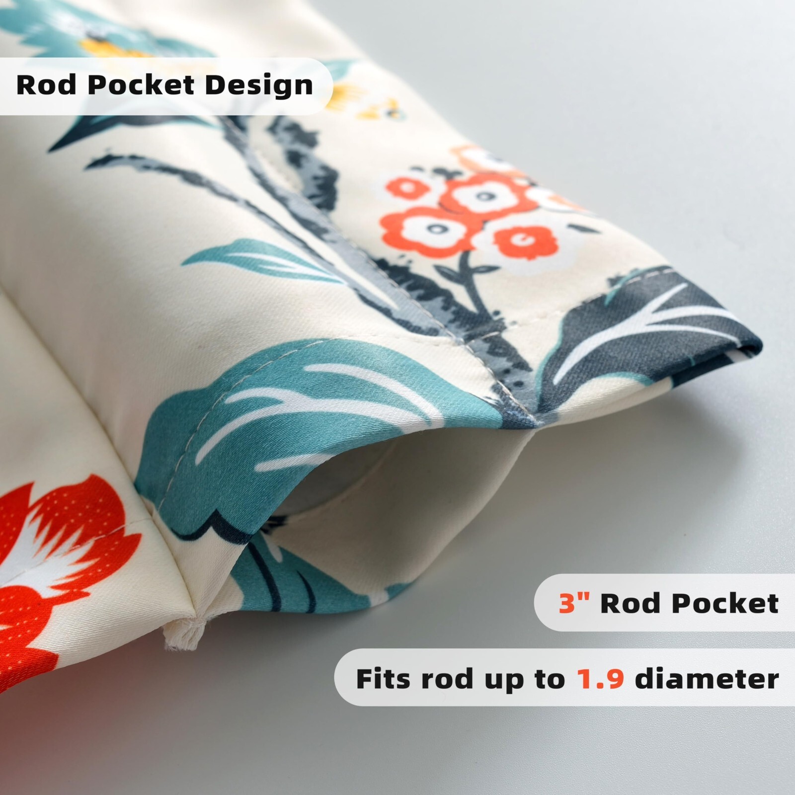 Ada Botanical Print Lined Flower Leaf Thermal Insulate Window Valance Rod Pocket