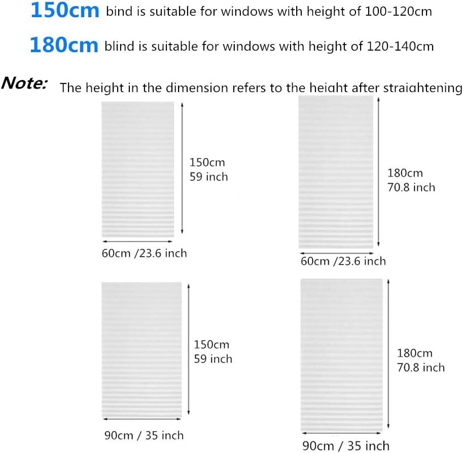 2 Pack Temporary Blackout Blinds for Window, Self Adhesive Pleated Cordless N…