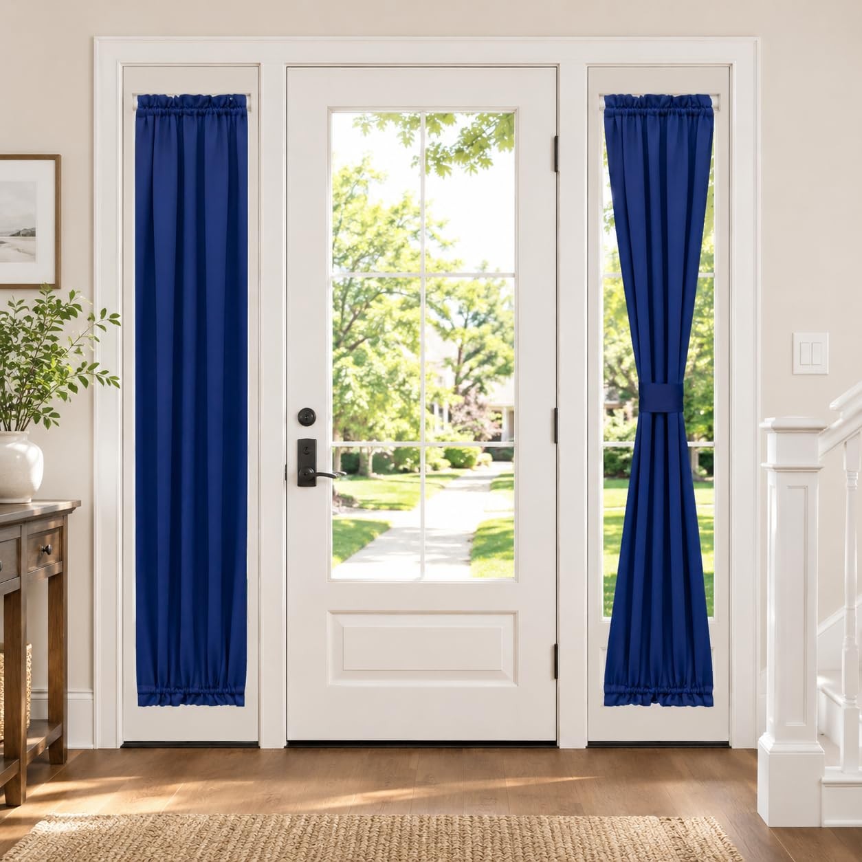 French Door Curtain Panel for Privacy – Blackout Rod Pocket Front Door Side W…