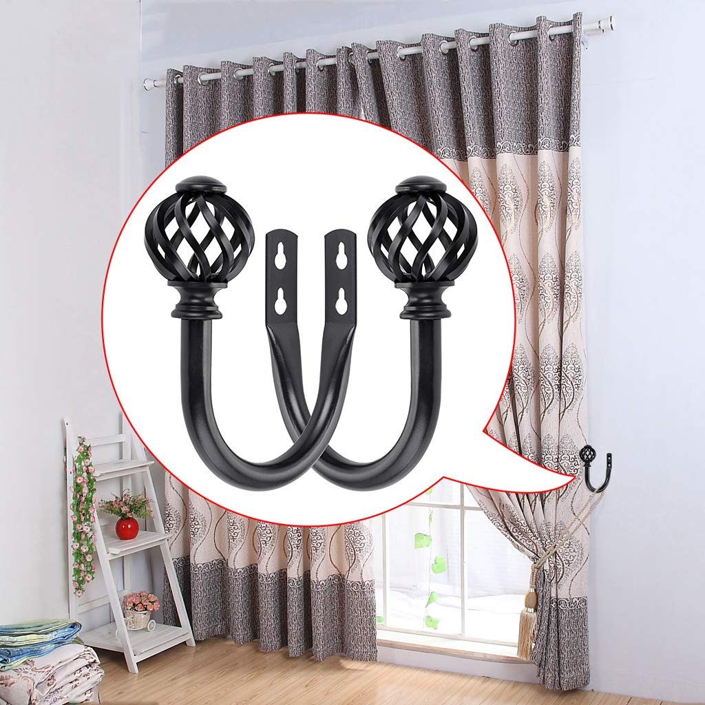 Sumnacon Set of 2 Metal Curtain Holdbacks Wall Mounted Drapery Tiebacks with…