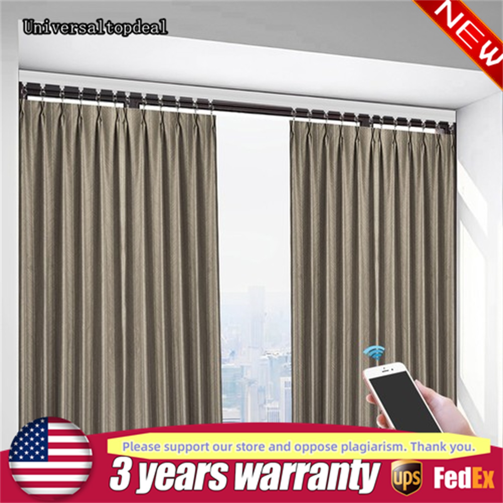 Motorized curtain track with remote control, with Alexa, Google Home US NEW