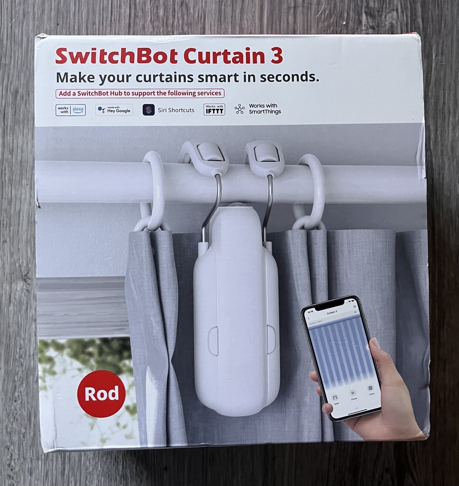 SwitchBot ‎Curtain Rod 3 Smart Opener Electric Motor Wireless Bluetooth Remote