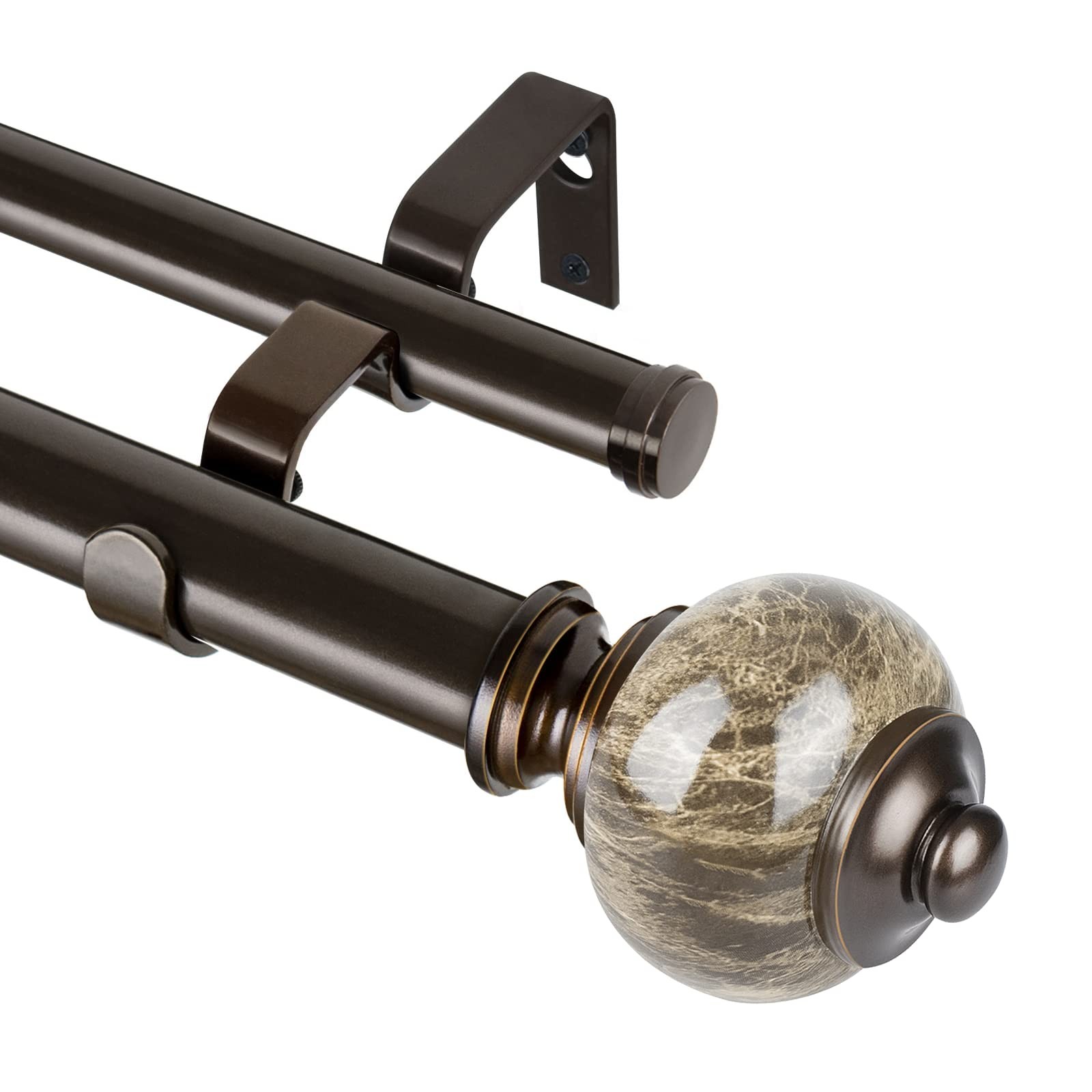 KAMANINA Bronze Double Curtain Rod 72 to 144 Inches (6-12ft), 1 Inch Telescop…