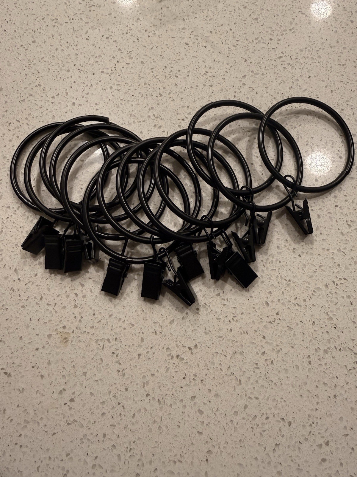 2 inch Matte Black Curtain Rings With Clips- Total Count Of 73