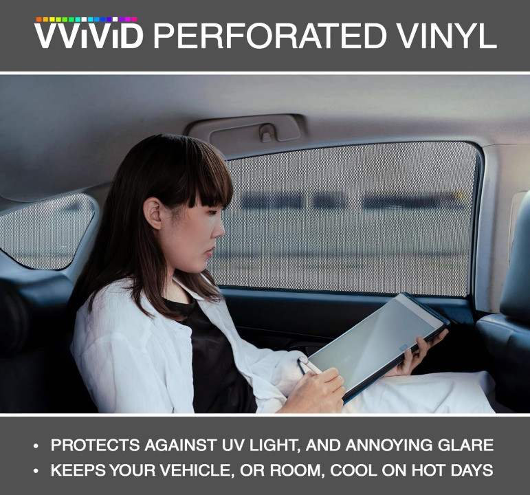 Black Perforated One-Way Vision Vinyl Automotive Window Wrap Roll (1.5ft x 4ft)