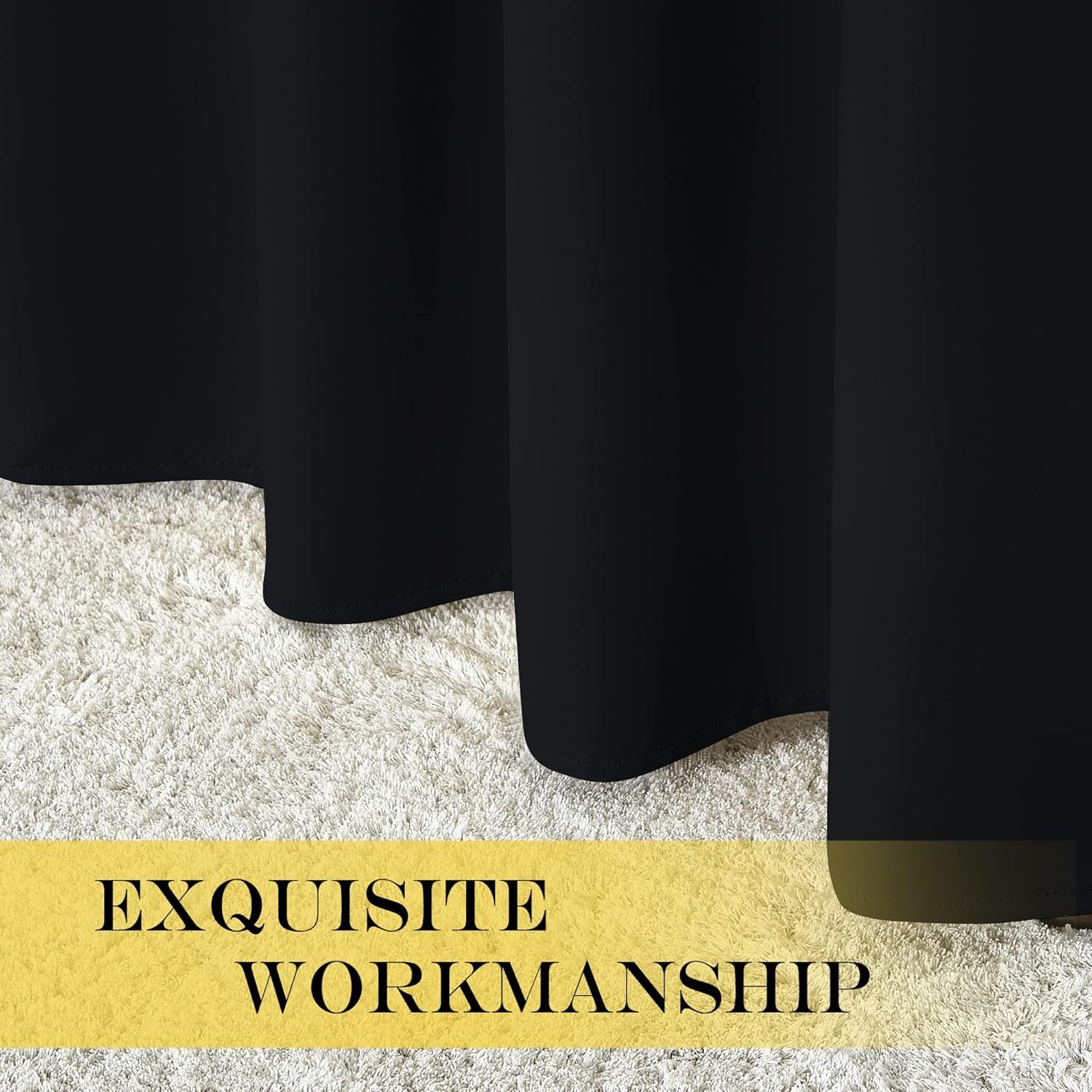 Thermal Insulated Black Out Curtains 63″ Long, Soundproof Grommet Drapes