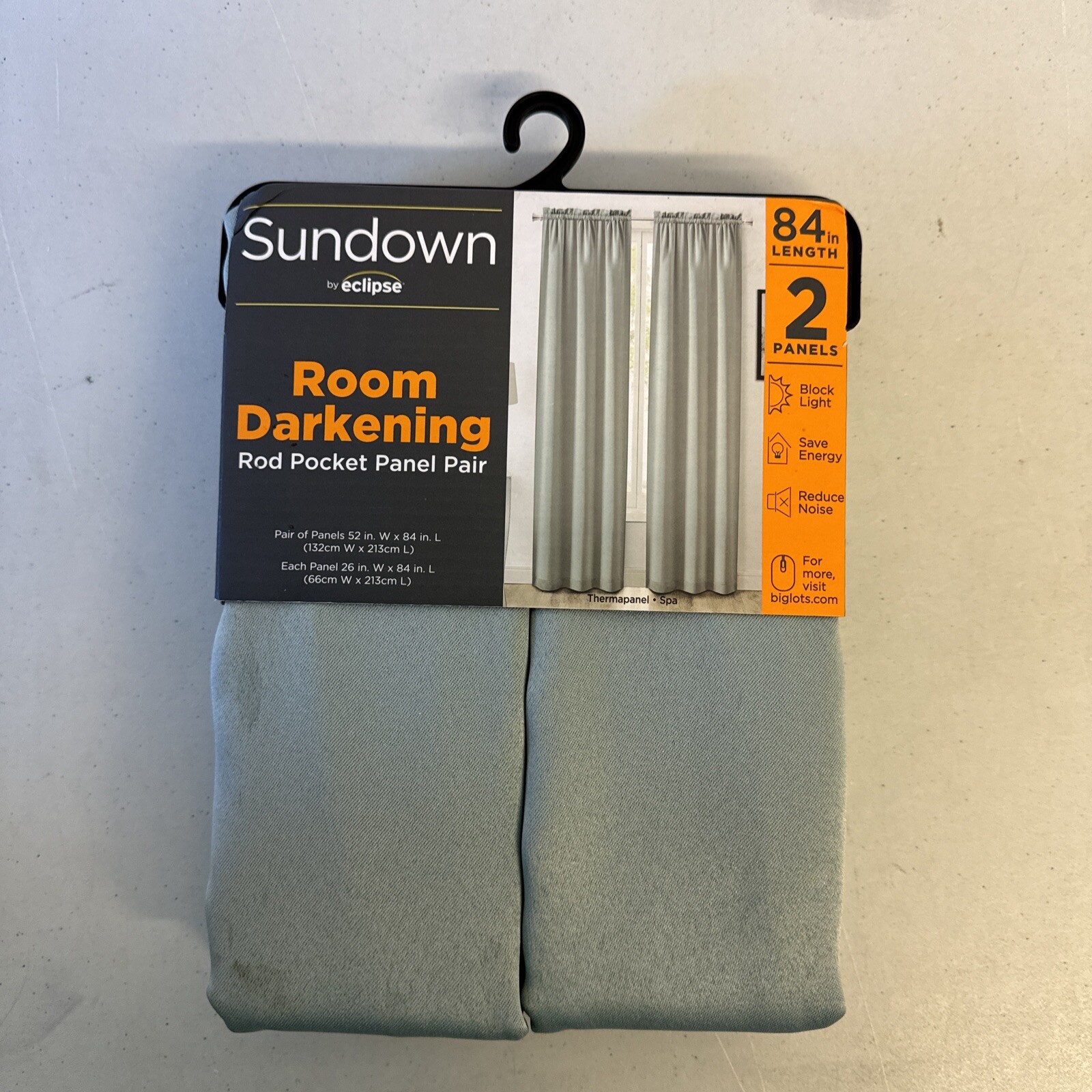 Sundown By Eclipse Room Darkening Rod Pocket Panel Pair Spa Curtins 26″ x 84″
