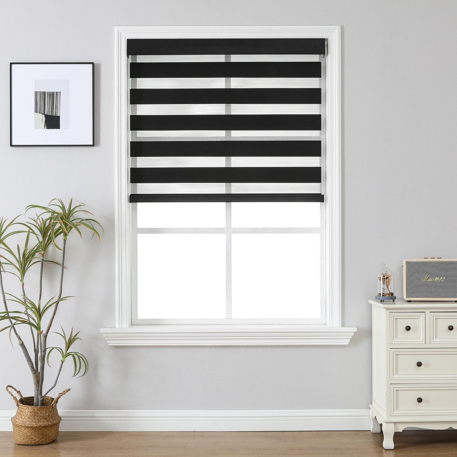 Joydeco Cordless Zebra Blinds Pro Dual Layer Light Control Zebra Blinds For