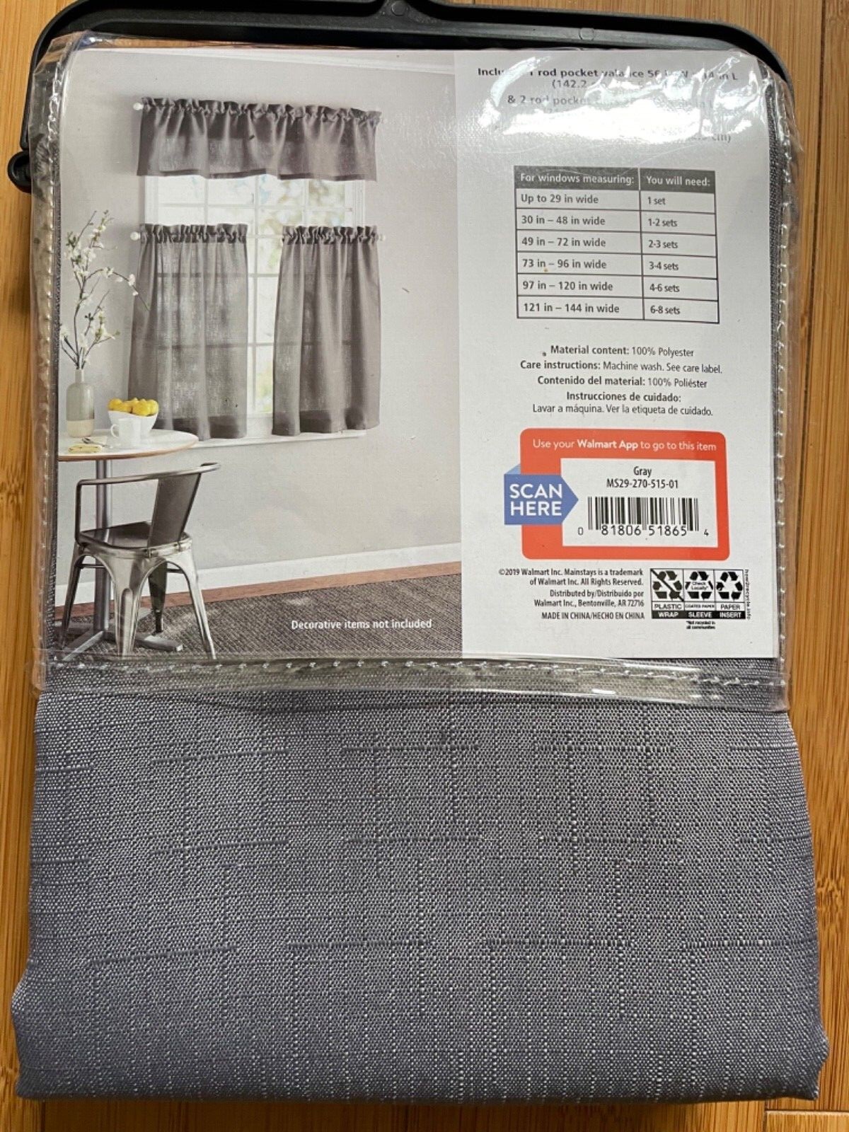 rod pocket valance 56″x 14 & 2 tiers 28″ x 36″ each small window 3pc set gray