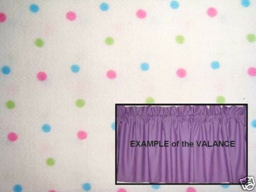 NEW valance pink, green, blue dots on WHITE custom