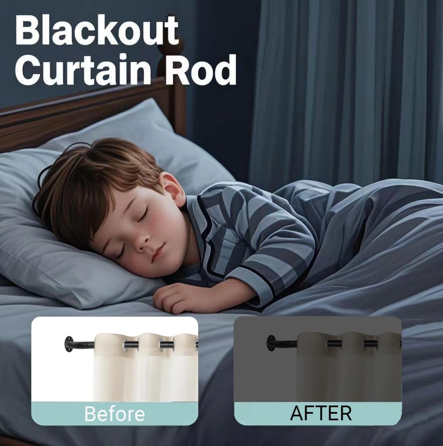 Blackout Curtain Rod For Windows,Wrap Around Curtain Rods 1 Inch Diameter,Roo…
