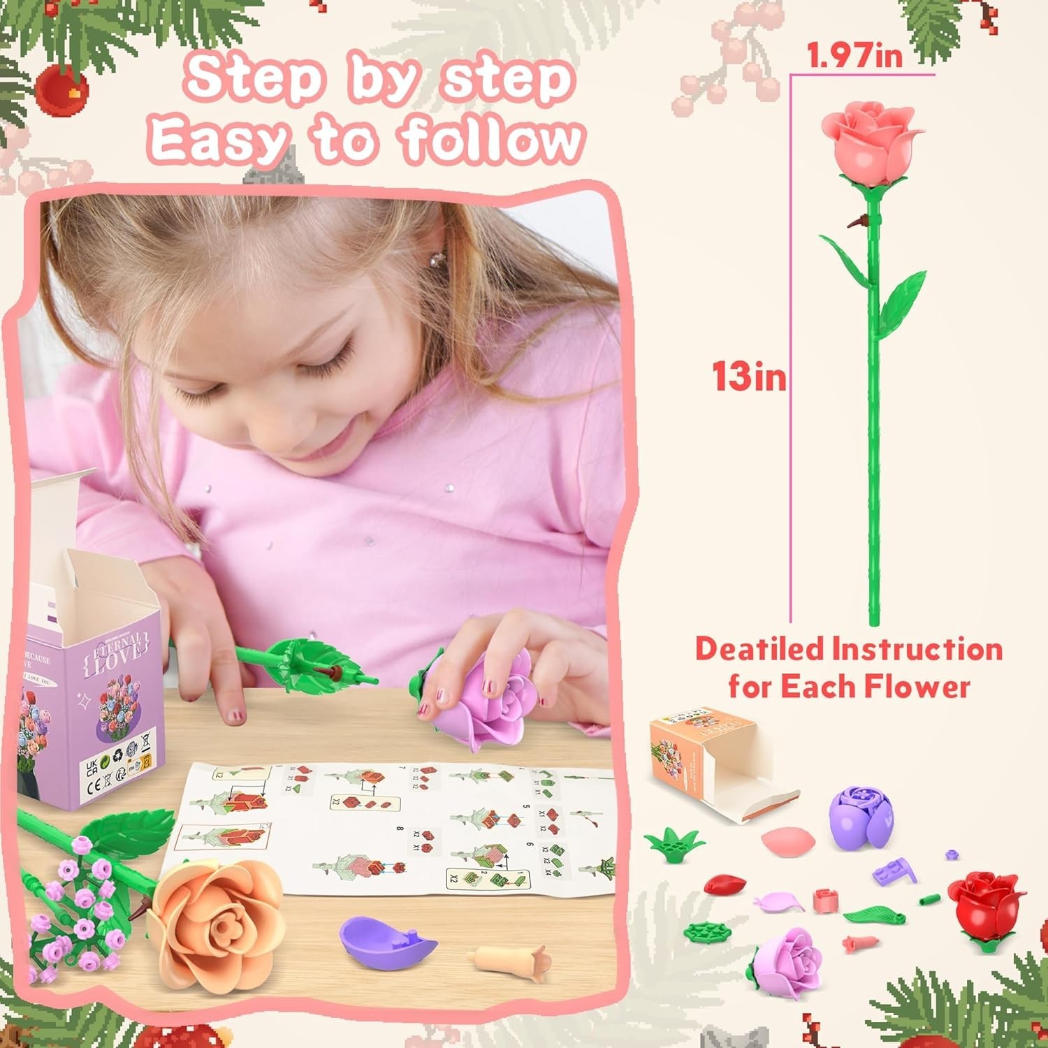 Flower Bouquet Advent Calendar 2025 for Adults Teens Kids, 24 Days Flower Bouqu