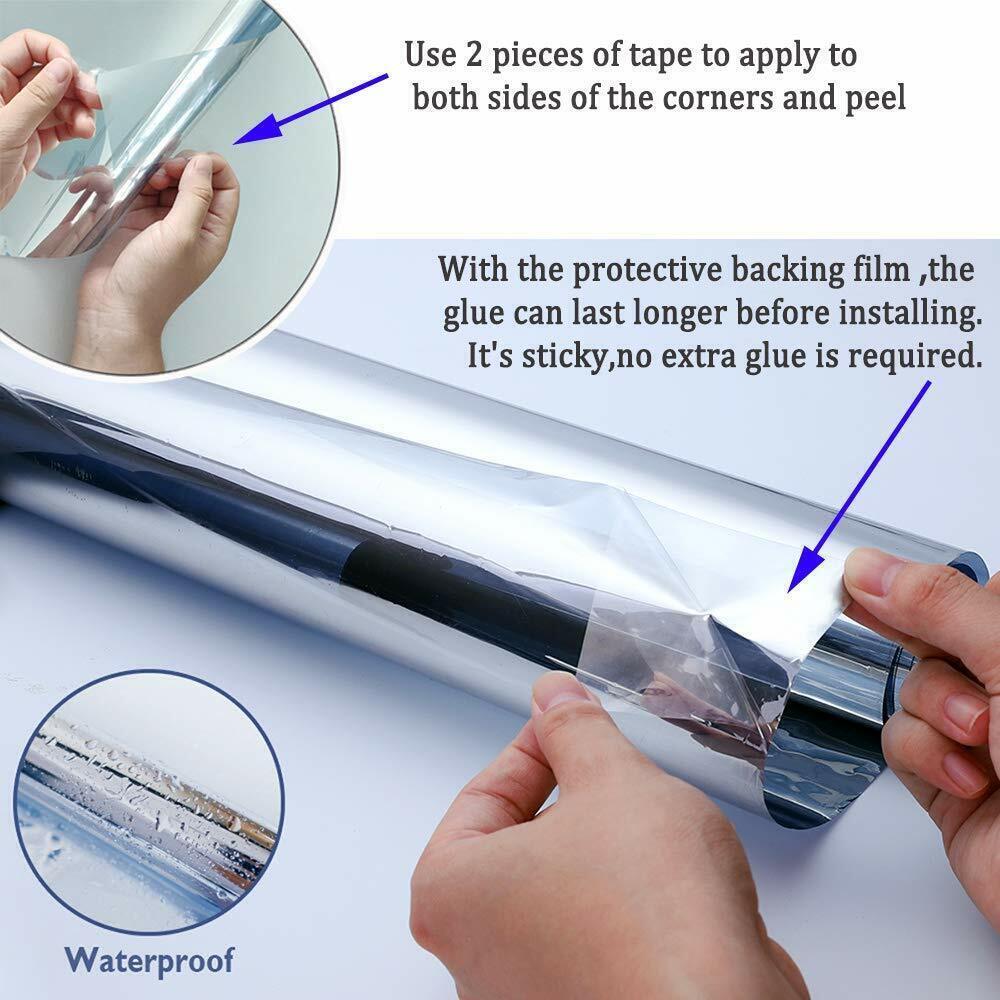 PIO47FILMS 30″x10′ TWO WAY MIRROR FILM REFLECTIVE SILVER WINDOW TINT PRIVACY
