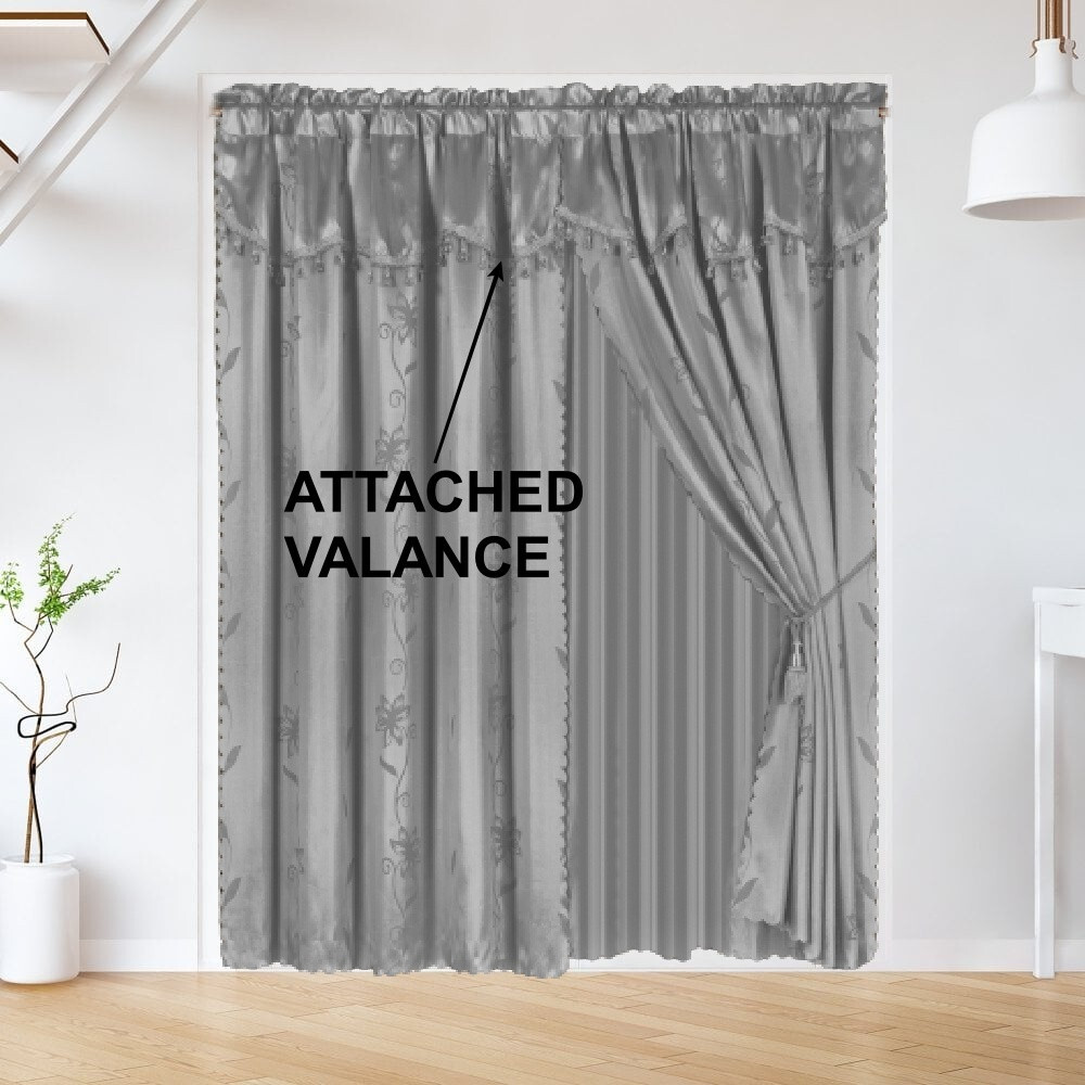 8Pc Window Dressing Curtain Complete Set All Attached in One Curtain Leaf NADA