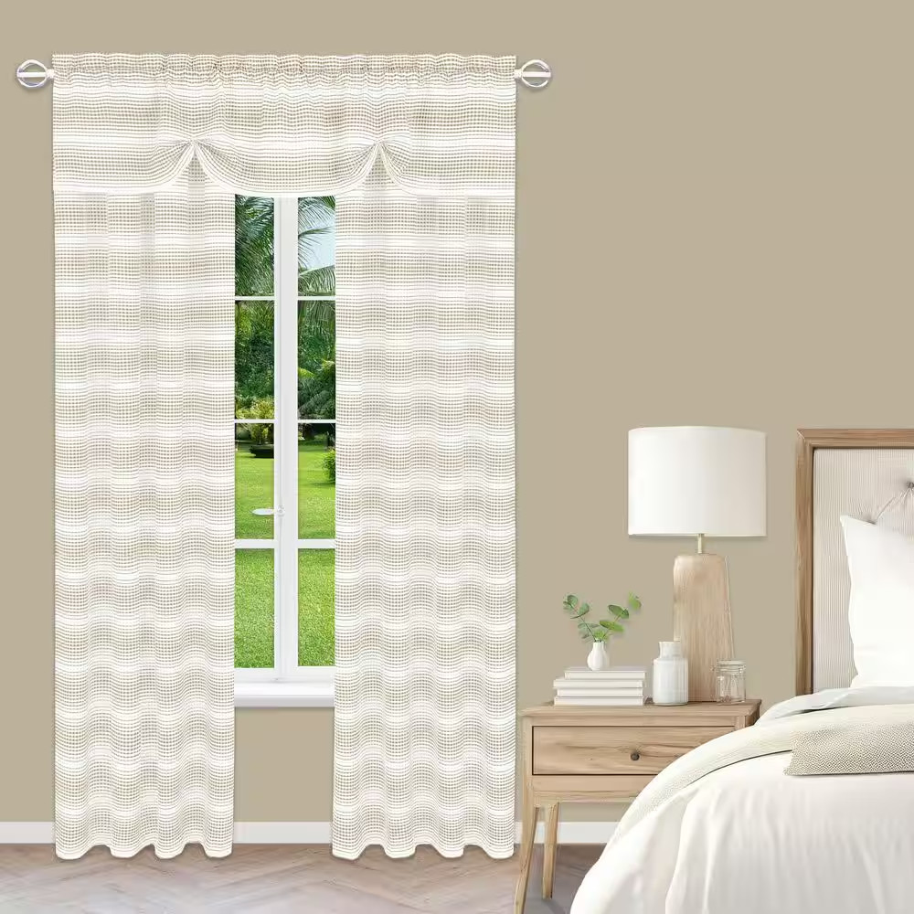 Gramercy Taupe Polyester Gradient Stripe 42In. W X 84In. L Rod Pocket Indoor Lig