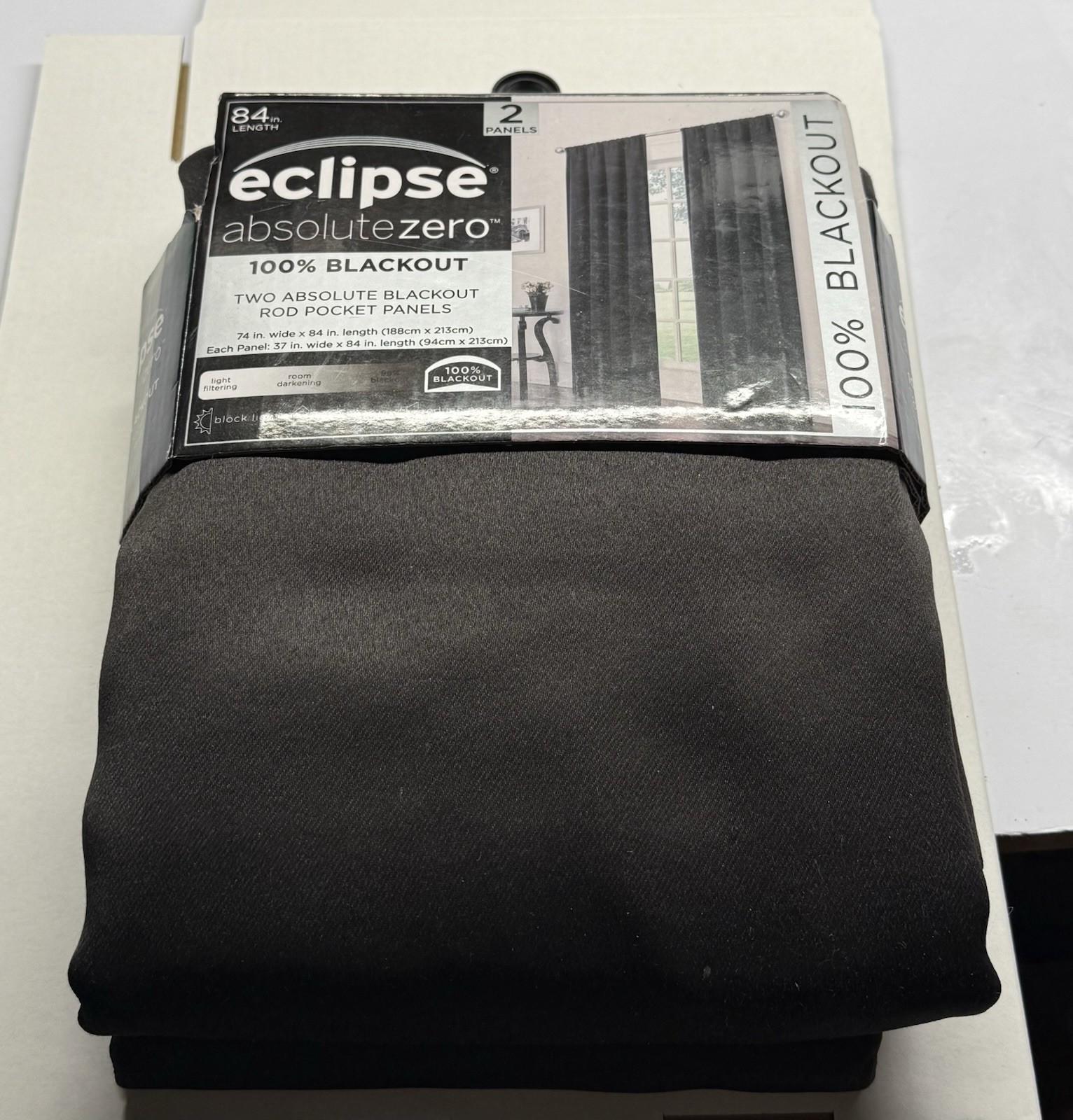 Eclipse Blackout 2 Panels. 74 in. Wide x 84 in. Length – Black.