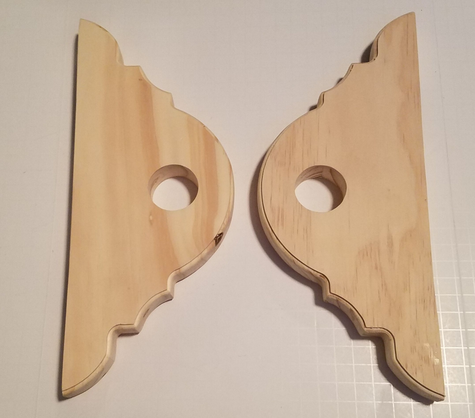 Pair of Curtain Rod Sconce Corbel Brackets Unfinished Pine for 1 3/8″ Rod #BR44