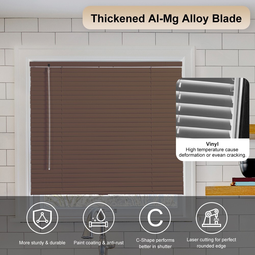 LUCKUP Cordless Mini Blinds Aluminum Venetian Blind Horizontal Window Shades